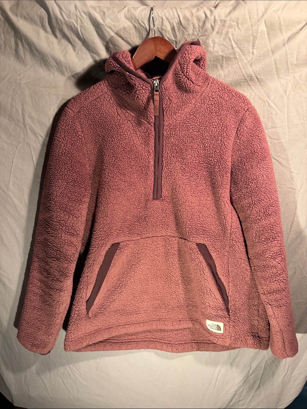 The North Face Girls' Rose Pink Sherpa Half-Zip Hoodie